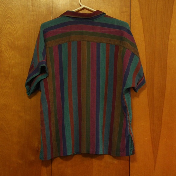 Multi-colored button down short sleeve blouse - Picture 2 of 4